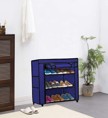 RAXON WORLD Metal Collapsible Shoe Stand(BLUE, 3 Shelves, DIY(Do-It-Yourself))