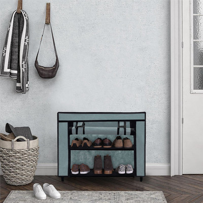 URBAN CHOICE Metal Collapsible Shoe Stand(GREY, 2 Shelves, DIY(Do-It-Yourself))