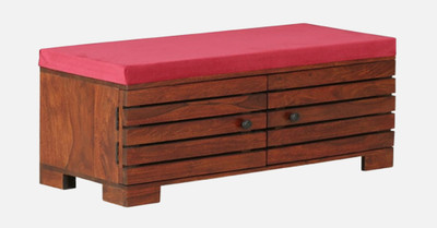 UNITEK FURNITURE Madden Sheesham ( Rosewood ) Solid Wood Shoe Rack(Teak Finish Red upholstery, 4 Shelves, Pre-assembled)