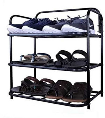 Drashti villa Shoe Stand Metal, Plastic Collapsible Shoe Stand(Black, 3 Shelves, DIY(Do-It-Yourself))