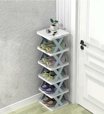 Tech You Need 5 Layer Shoe Rack Plastic Shoe Stand(Creamy, 4 Shelves, Knock Down)