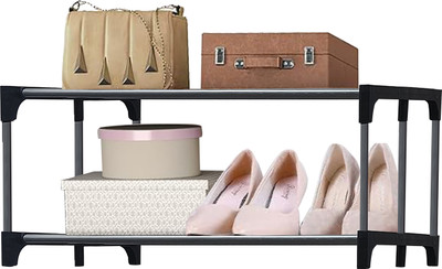 GlowSilk 2-Tier Metal Open Shoe Rack Metal Collapsible Shoe Stand(Black, 2 Shelves, DIY(Do-It-Yourself))