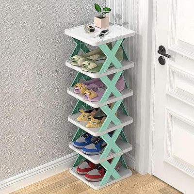 MAHADEV 6 Layer Shoes Stand, Plastic Adjustable Shoe Rack, Folding Shoe Rack Plastic Shoe Rack(Multi colour, 6 Shelves, DIY(Do-It-Yourself))