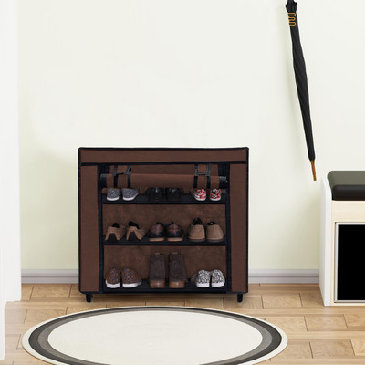 URBAN CHOICE Metal Collapsible Shoe Stand(BROWN, 3 Shelves, DIY(Do-It-Yourself))
