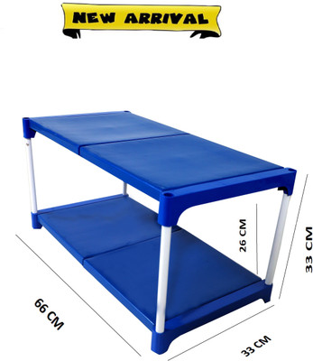 Dhani Creations shoe_rack Metal, Plastic Collapsible Shoe Stand(blue, 2 Shelves, DIY(Do-It-Yourself))