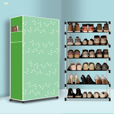 Furn Central 6 Tier Foldable Shoe Rack – Space Saver, Universal for Entry, Bedroom & Balcony Plastic Collapsible Shoe Stand(White Bubble Modern Printed(A6), 6 Shelves, DIY(Do-It-Yourself))