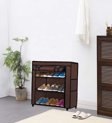 URBAN CHOICE Metal Collapsible Shoe Stand(BROWN, 3 Shelves, DIY(Do-It-Yourself))