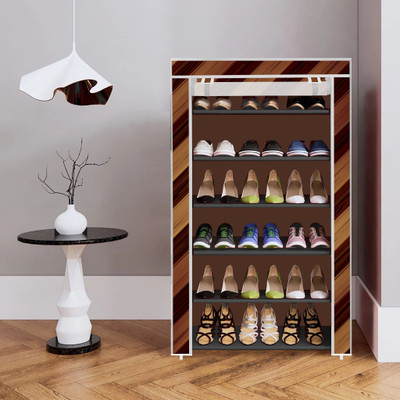BRANTOX Shoe Rack Organizer – 6 Tier, Foldable, Space-Saving Cabinet for Shoes Plastic Shoe Stand(Brown_06, 6 Shelves, DIY(Do-It-Yourself))