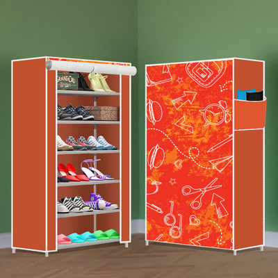 INSIDE STYLE Plastic Collapsible Shoe Stand(New Red, 6 Shelves, DIY(Do-It-Yourself))
