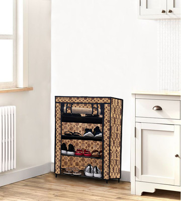 GlowSilk 4 Layer Flowerprint Flower Print Shoe Organizer Stand Metal Collapsible Shoe Stand(Multicolor, 4 Shelves, DIY(Do-It-Yourself))