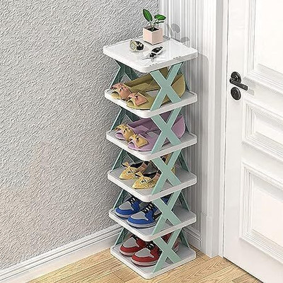 Jindal ent 6 layer foldable shoe rack for footwear organization at home Plastic Shoe Rack(Wait, 6 Shelves, Knock Down)