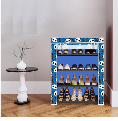 RJ CREATION 4 Shelf Foldable Collapsible ShoeRack Plastic Shoe Stand(21-Blue Before Christmas, 4 Shelves, DIY(Do-It-Yourself))