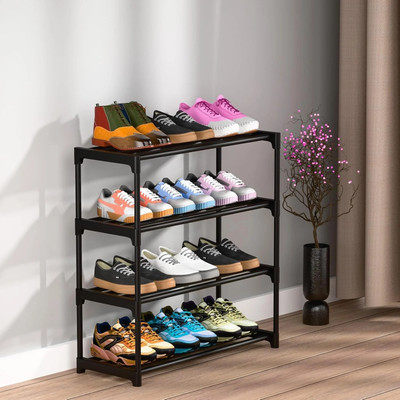 Dillards Plastic Shoe Stand(Black, 3 Shelves, DIY(Do-It-Yourself))