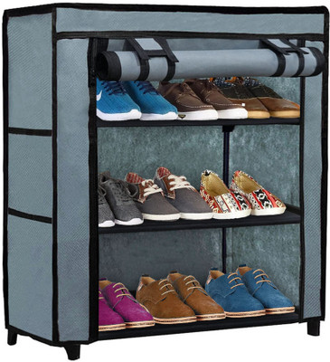 GlowSilk Metal Collapsible Shoe Stand(GREY, 3 Shelves, DIY(Do-It-Yourself))