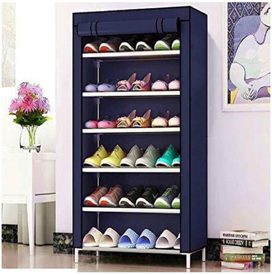 Hexzone Multipurpose Modern 6 Layer Plastic Shoe Stand Plastic Collapsible Shoe Stand(Blue, 6 Shelves, DIY(Do-It-Yourself))