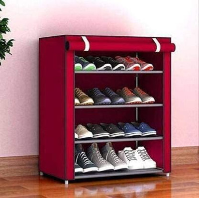 RJ CREATION 4 sleeves maroon hard PVC pipe shoe rack Plastic Shoe Stand(MAROON, 4 Shelves, DIY(Do-It-Yourself))