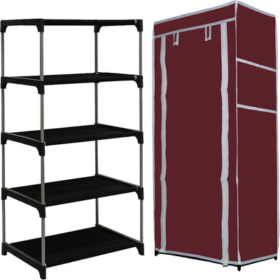 TURBOMAX 4 Layer Shoe Rack Stand for Home Multipurpose Storage Organizer Plastic Shoe Stand(Maroon, 4 Shelves, DIY(Do-It-Yourself))