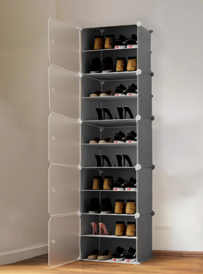 Sasimo Plastic Collapsible Shoe Stand(Grey, 10 Shelves, DIY(Do-It-Yourself))