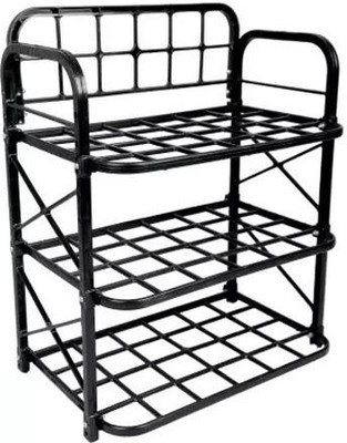 NEELESHWARI Multipurpose foldable portable Home And Office Wall Shelf Plastic Shoe Stand(BLACK, 3 Shelves, DIY(Do-It-Yourself))