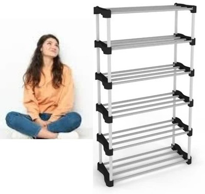 Mahadev Trading Plastic Shoe Stand(BLACK, 6 Shelves, DIY(Do-It-Yourself))