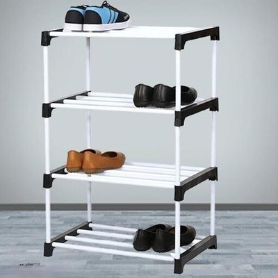 shivaaytraders PLASTIC 4 Layer Shoe Rack Plastic Shoe Rack(Black, 4 Shelves, DIY(Do-It-Yourself))