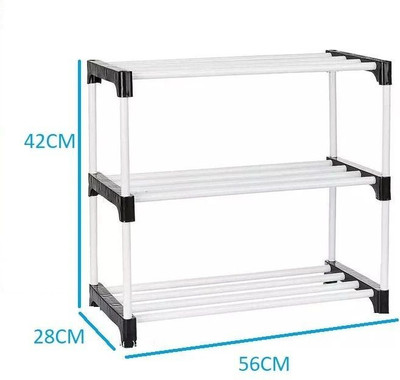 KalashTraders GOOD QUALITY SHOE STAND Plastic Collapsible Shoe Stand(WHITE BLACK, 3 Shelves, DIY(Do-It-Yourself))