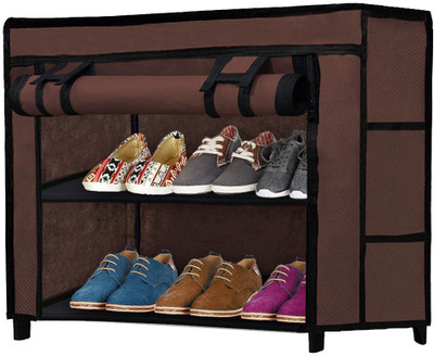 URBAN CHOICE Metal Collapsible Shoe Stand(BROWN, 2 Shelves, DIY(Do-It-Yourself))