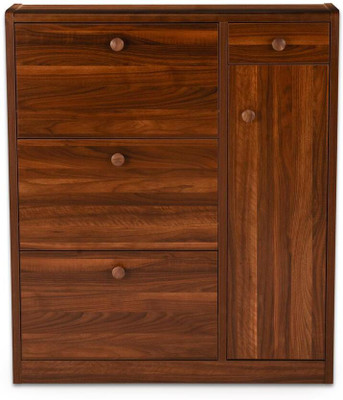 Durian Engineered Wood, Solid Wood Shoe Rack(Walnut, 4 Shelves, Knock Down)