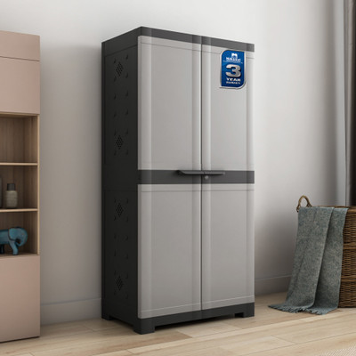 Nilkamal Freedom Mini 18 FMSC18 Compact Plastic Cabinet for Shoe Storage|3 Year Warranty| Plastic Shoe Rack(Grey/Charcoal Grey, 7 Shelves, DIY(Do-It-Yourself))
