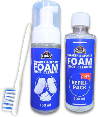 Quick Sneakers & Sports Shoe Foam Cleaner (Pack - 150 ML) with Foam Refill (200 ML) Cleaner(Sports Shoes, Synthetic Leather, Multicolor)