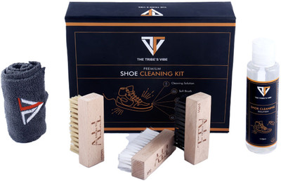 TheTribesVibe Premium Shoe Cleaning Kit | Complete Shoe Cleaner(Leather, Generic, Nubuck, Suede, Velour, Synthetic Leather, Nylon, Sports Shoes, Black)