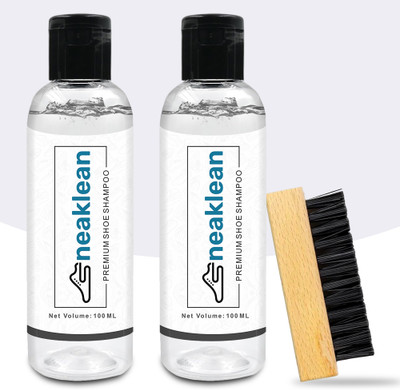 Sneaklean Shoe Shampoo Kit With Brush - 200Ml | Multi-Material Cleaning |Gentle & Powerful Cleaner(Leather, Generic, White)