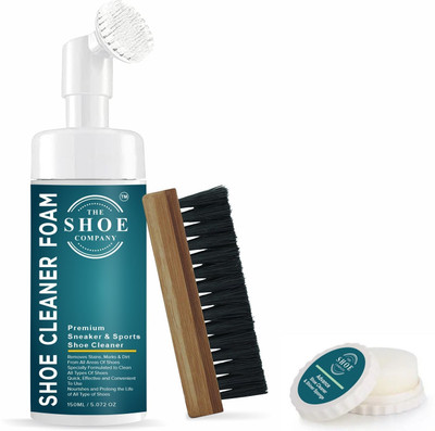 THE SHOE COMPANY shoe cleaner Set 2, 150 ml foam bottles 1 brush & sponge for cleaning of casual Cleaner(Leather, Sports Shoes, Nylon, Suede, Synthetic Leather, Natural)