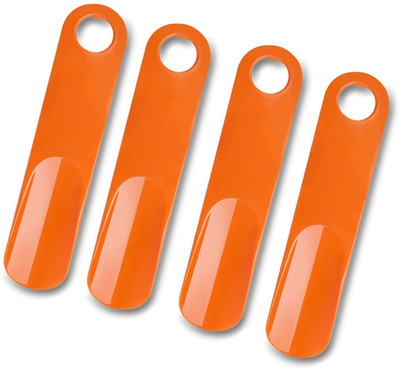 JEEBU Pack of 4 Plastic Shoe Horn 7.5 inch Orange Portable Travel Use Shoe Tree Helper Shoe Tree(Men)