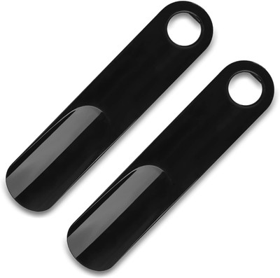 JEEBU Pack of 2 Plastic Shoe Horn 7.5 inch Black Portable Travel Use Shoe Tree Helper Shoe Tree(Men)