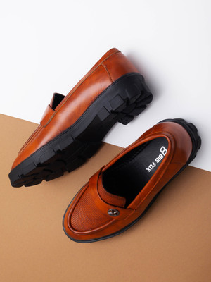 BIG FOX Chunky Formal | Corporate Loafers For Men(Tan , 9)