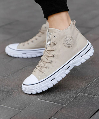 gullan Canvas Breathable Sneakers with Platform Nonslip Canvas Shoes For Men Canvas Shoes For Men(Beige , 10)