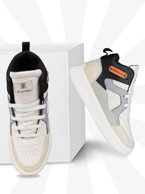 Ezok Soft Trendy Premium Stylish Shoes Sneakers For Men(Off White, Black , 7)