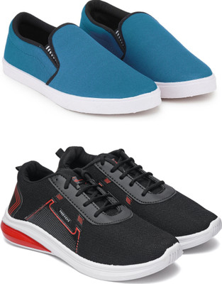 Free Kicks Combo Of 2 Shoes FK-Fitman & FK-482 Sneakers For Men(Black, Blue , 9)