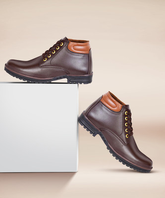 Feetproof Feetproof Synthetic Leather Classy Boots , Outdoor and Casual boot shoes For Men's Boots For Men(Brown , 7)