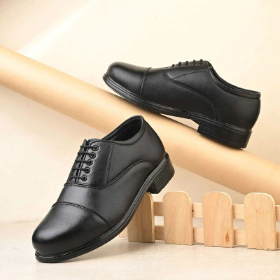 WALKMORA Oxford Leather Footwear Outsole Promises Better Stability and Flexibility Outdoors For Men(Black , 9)