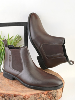 Umberto Men Chelsea Boots | Stylish Leather Ankle Boots | Comfortable Formal Footwear Boots For Men(Brown , 6)