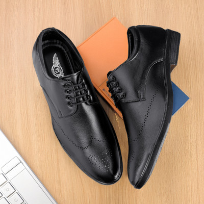TR Partywear Formal Brogue Lace Up Corporate Casuals For Men(Black , 6)