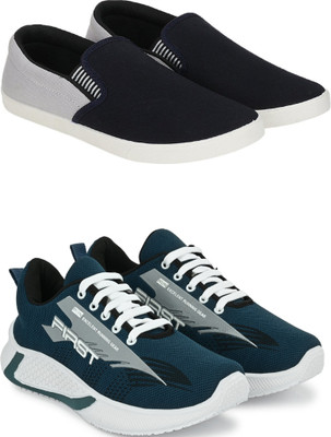 Free Kicks Combo Of 2 Shoes FK-566 & FK-Fitman Sneakers For Men(Black, Grey , 6)