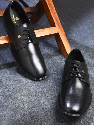LIBERTY Fortune LUCIO-201 Formal Shoes With PU Upper | Comfortable Office Wear Lacing Derby For Men(Black , 10)