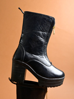 SHOETOPIA Smart Casual Mid Top | Winter Boots |Lace-UP |Trendy Boots For Girls Boots Boots For Women(Black , 5)