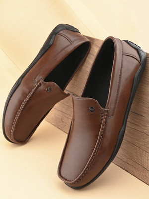 Mast & Harbour Comfortable Trendy Synthetic Leather Loafers For Men(Brown , 7)