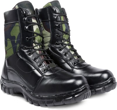 Para Commando Men's Black Genuine Leather Army Boot Shoe Boots For Men(Black , 9)