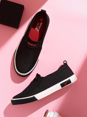 Sparx SM 1019 Canvas Shoes For Men(Black, Red , 9)