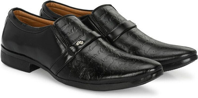 RED LIONS Men's Stylish Party wear & Office Wear Semi Formal shoes Slip On For Men(Black , 9)